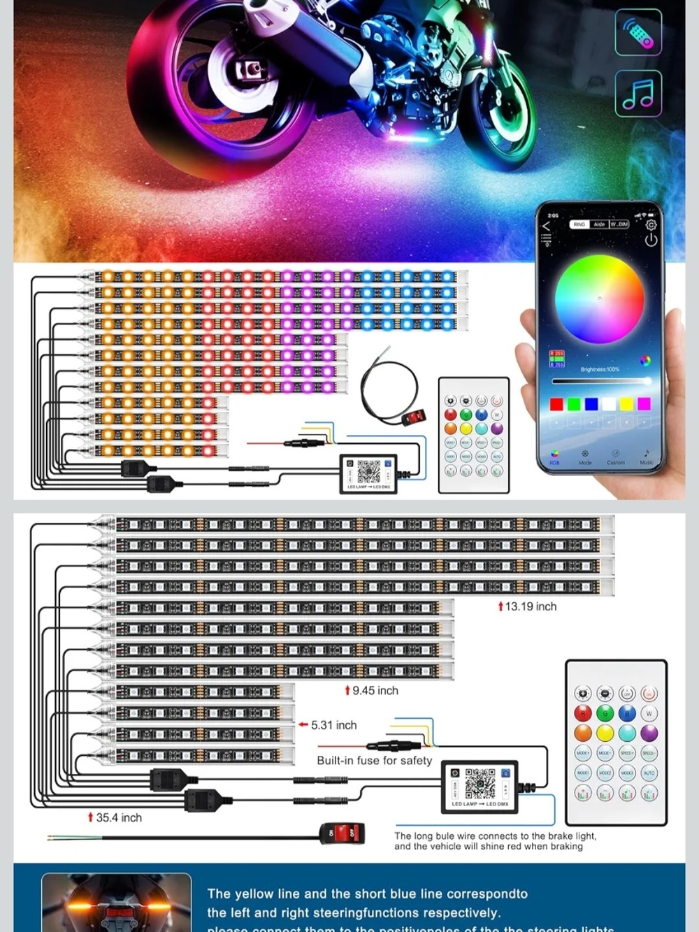 Motorcycle Underglow Light Kit - Multicolor - Picture 6 of 7